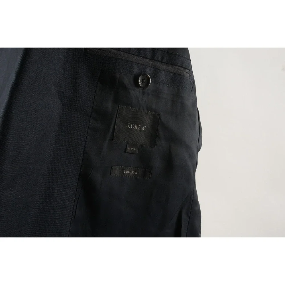 J. Crew Ludlow Tollegno 1900 Wool Suit Jacket Mens 42R Blue Vented Notch 2Btn